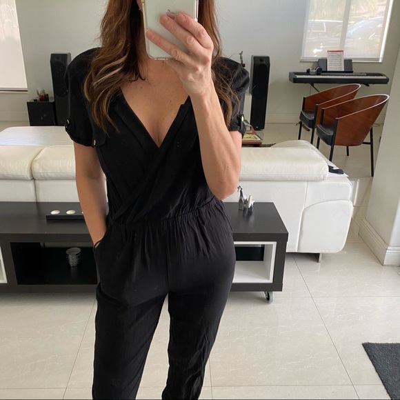 Guess Pants - Guess Black Short-Sleeve  Jumpsuit Size S